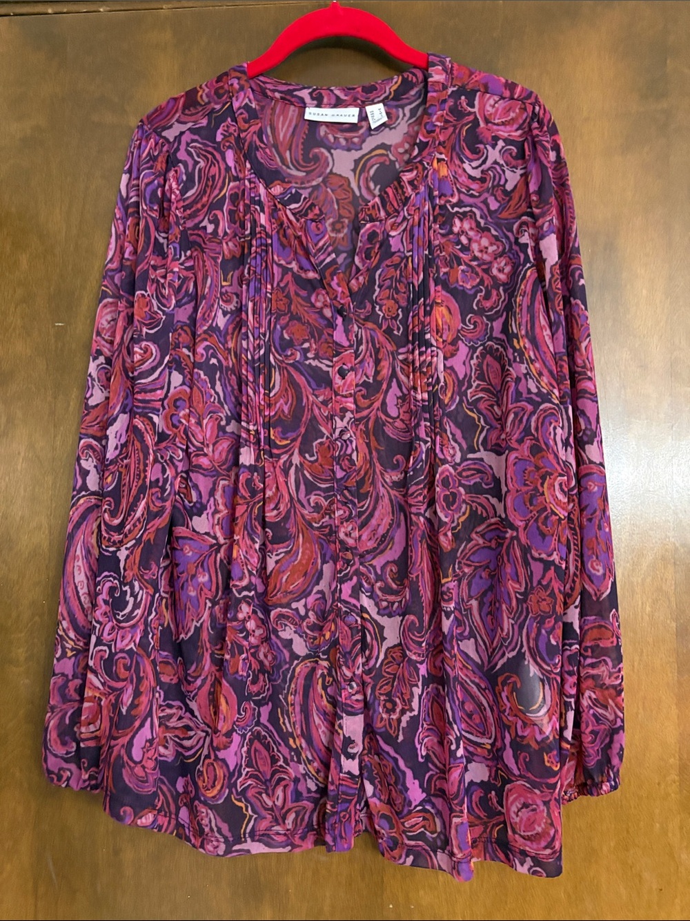 Susan Graver Purple and Pink Paisley V-Neck Mesh Blouse and Shell
NWOT Medium